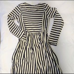 NWOT Grey/Blue and Cream Stripe Dress